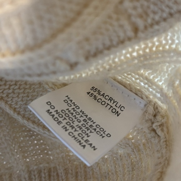 All:row Women's Cream Cable Knit Sofia cardigan Sweater cute cozy size large - Picture 6 of 9
